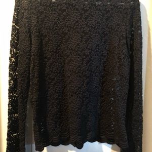 Vintage Lace Black Turtleneck Top by Forenza New